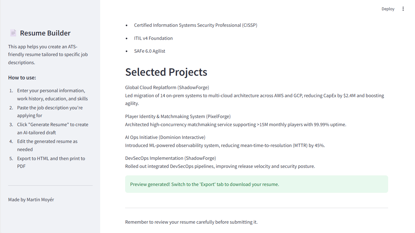 Resume Builder - 