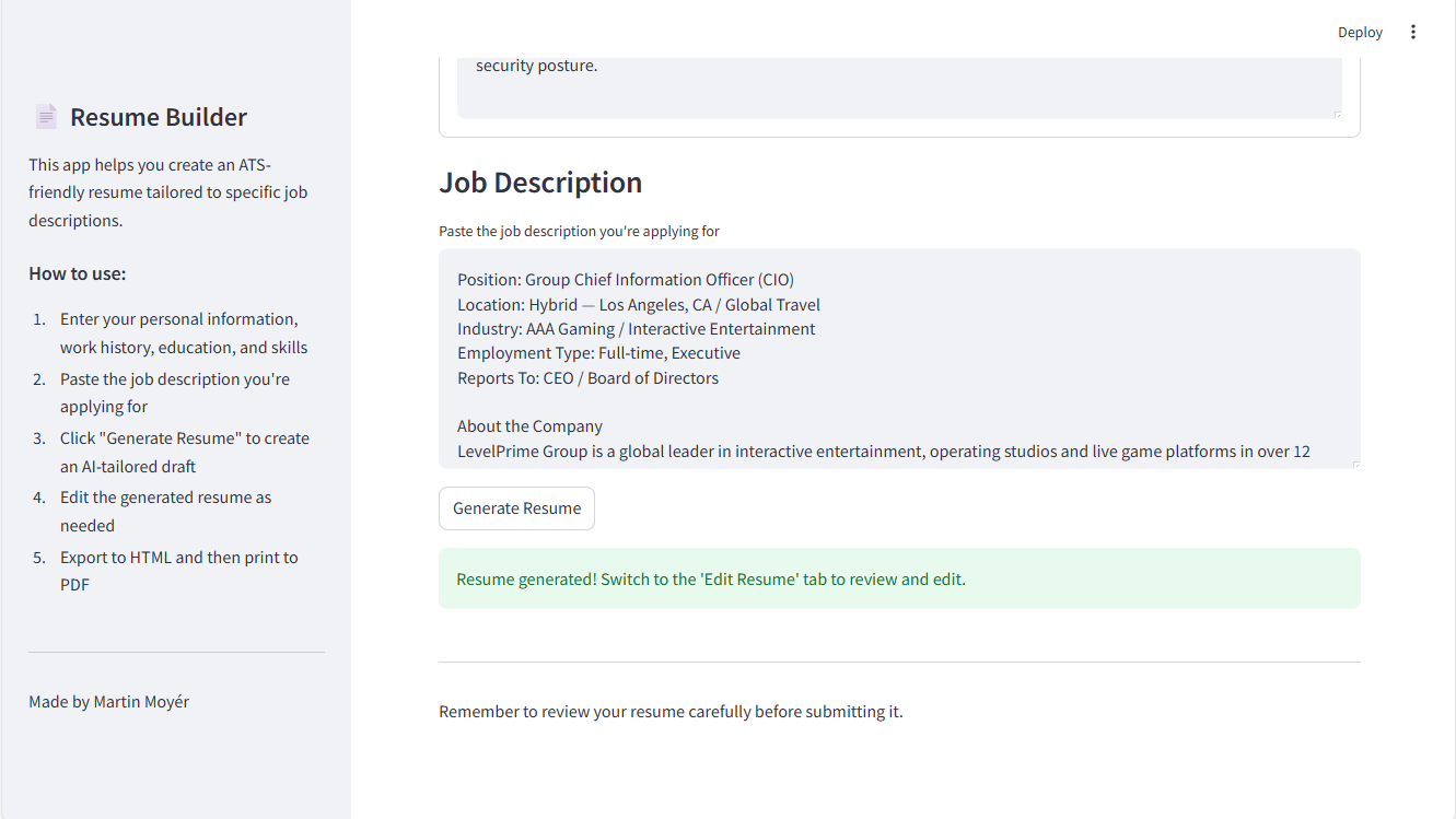 Resume Builder - 