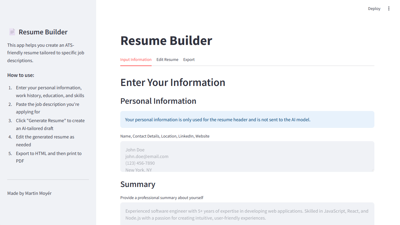 Resume Builder
